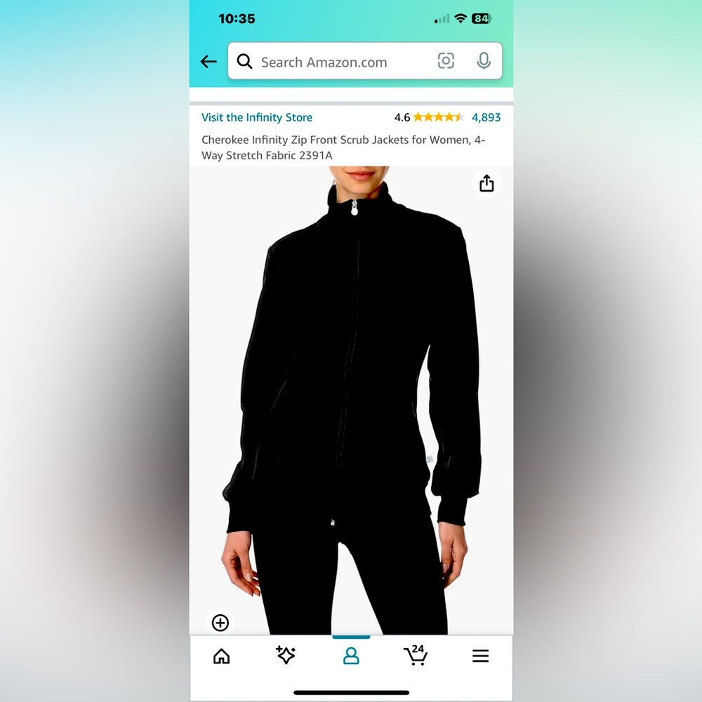 Qty:2. Cherokee Infiniti scrub jacket. Size L. compare on Amazon for $45.